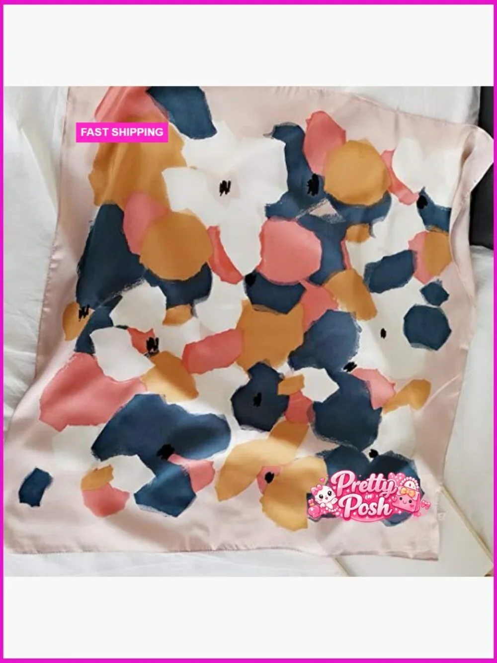 Silk Feeling Satin Scarf Medium Square Head Scarf 27.5x27.5 inches